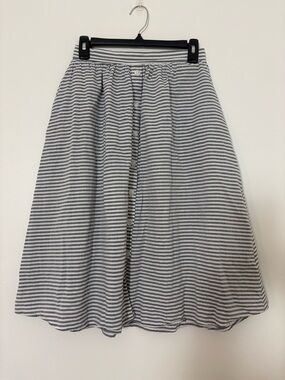 Ardene 100% cotton Gray and White Striped Button-Front midi Skirt Size M